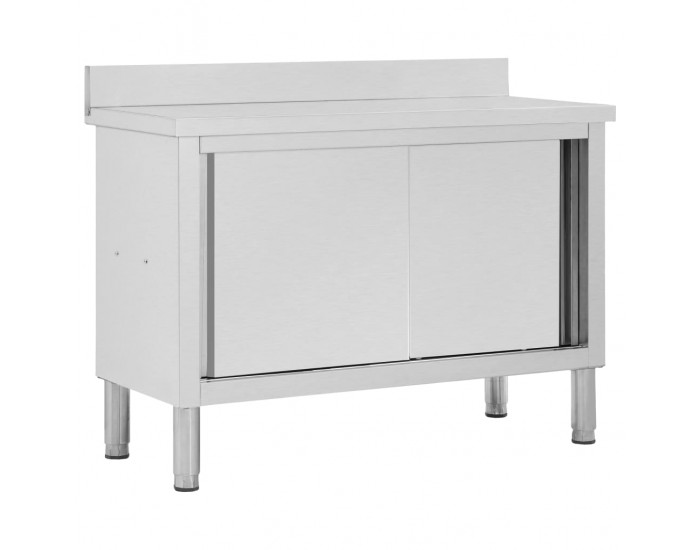 Sonata Работна маса с плъзгащи врати, 120x50x95 см, неръждаема стомана