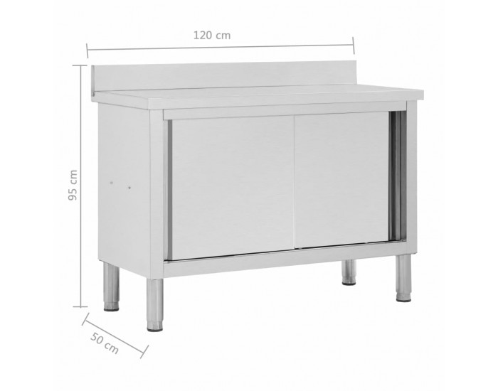 Sonata Работна маса с плъзгащи врати, 120x50x95 см, неръждаема стомана