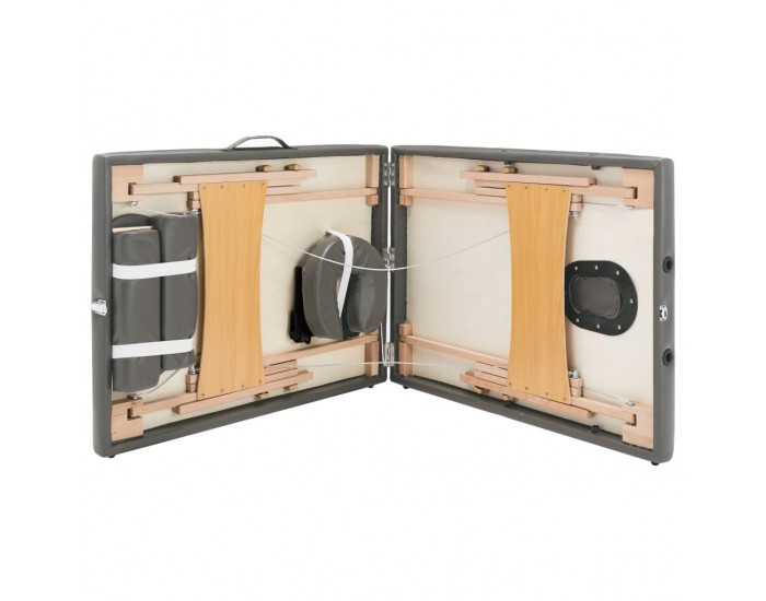 Sonata Масажна кушетка с 2 зони, дървена рамка, антрацит, 186х68 см