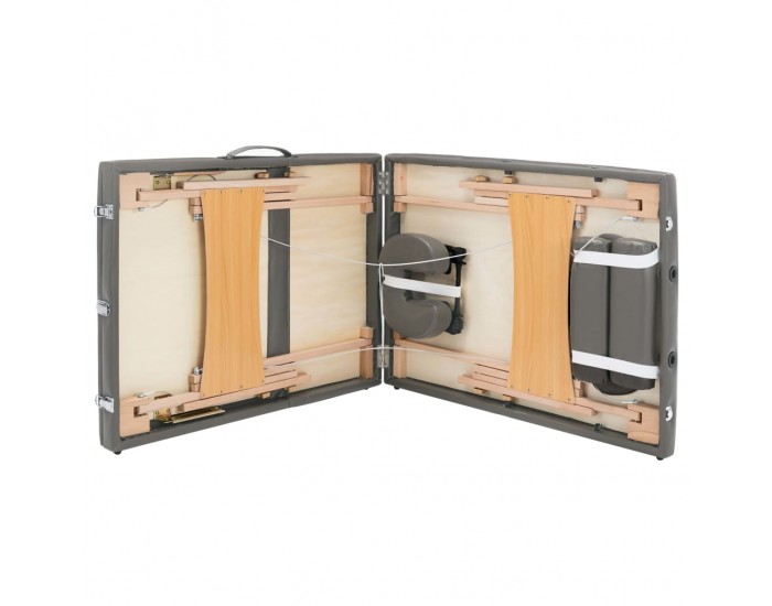 Sonata Масажна кушетка с 3 зони, дървена рамка, антрацит, 186х68 см