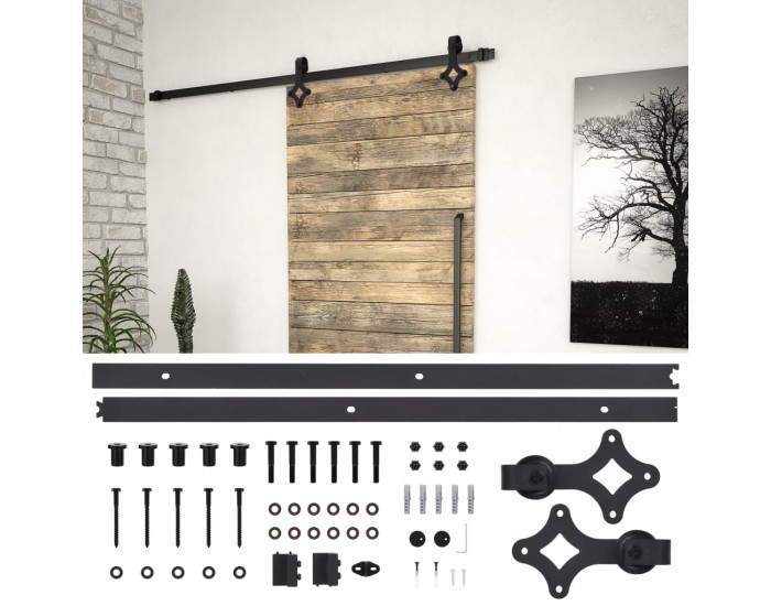 Sonata Комплект механизъм за плъзгаща врата, 183 см, стомана, черен