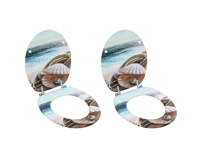 Sonata Тоалетни седалки с нормално затваряне, 2 бр, МДФ, морски дизайн
