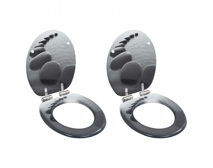 Sonata Тоалетни седалки с плавно затваряне, 2 бр, МДФ, дизайн камъни