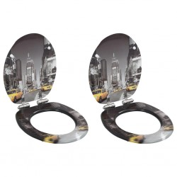 Sonata Тоалетни седалки с плавно затваряне, 2 бр, МДФ, дизайн Ню Йорк - Баня