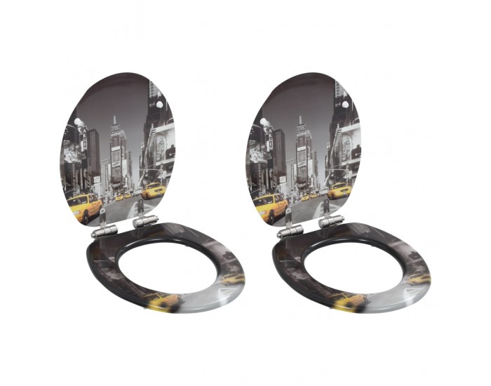 Sonata Тоалетни седалки с плавно затваряне, 2 бр, МДФ, дизайн Ню Йорк