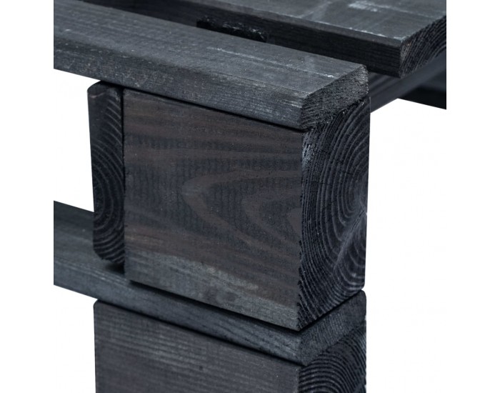 Sonata Градинска табуретка от палети, дърво, черна