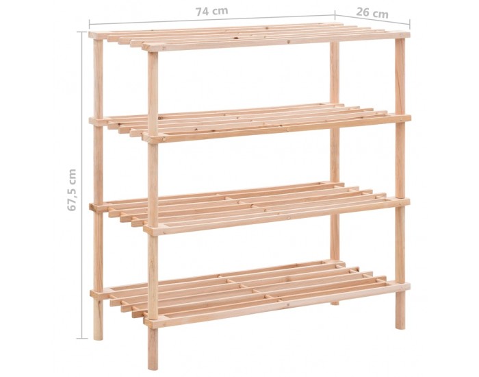 Sonata Стелаж за обувки, 4 нива, чамова дървесина масив