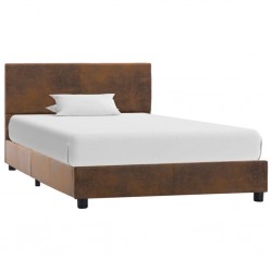 Sonata Рамка за легло, кафява, изкуствен велур, 90x200 см - Тапицирани легла