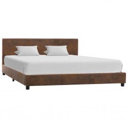 Sonata Рамка за легло, кафява, изкуствен велур, 120x200 см - Тапицирани легла