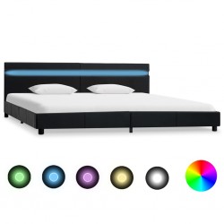 Sonata Рамка за легло с LED, черна, изкуствена кожа, 180x200 cм - Тапицирани легла