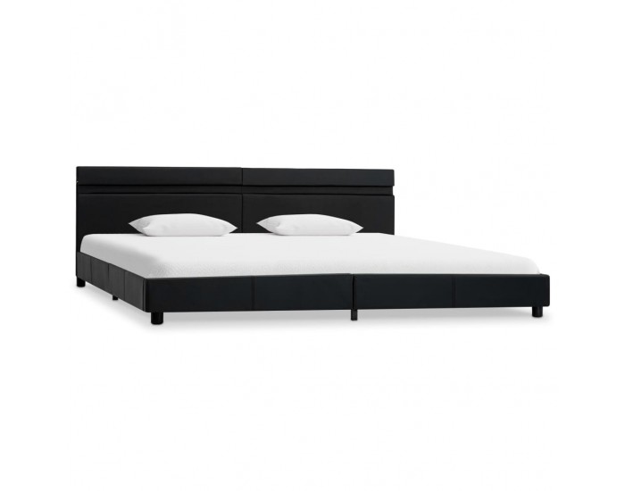Sonata Рамка за легло с LED, черна, изкуствена кожа, 180x200 cм