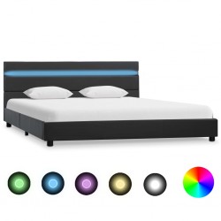 Sonata Рамка за легло с LED, сива, изкуствена кожа, 160x200 cм - Тапицирани легла