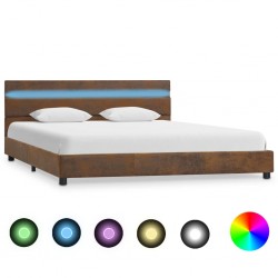 Sonata Рамка за легло с LED, кафява, текстил, 140x200 см - Тапицирани легла