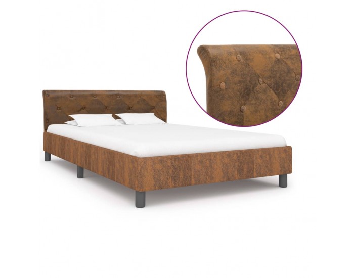 Sonata Рамка за легло, кафява, изкуствен велур, 120x200 см