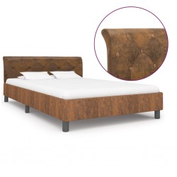 Sonata Рамка за легло, кафява, изкуствен велур, 140x200 см - Тапицирани легла
