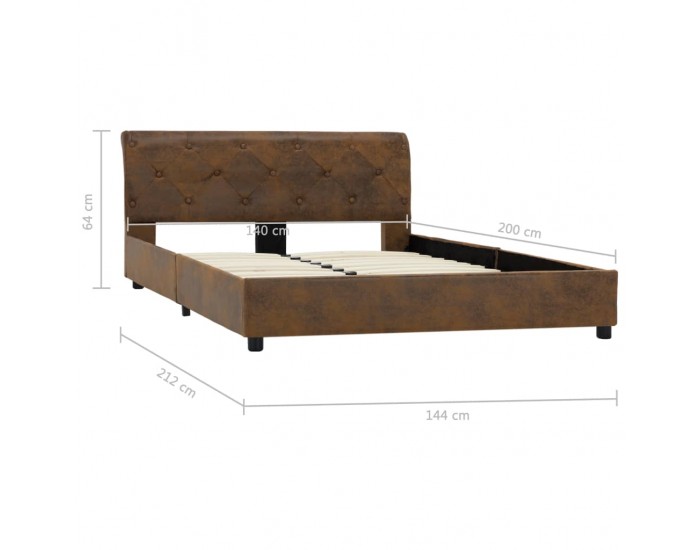Sonata Рамка за легло, кафява, изкуствен велур, 140x200 см