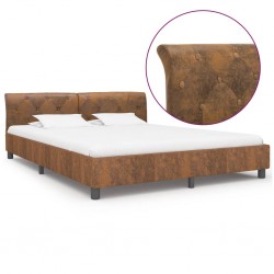 Sonata Рамка за легло, кафява, изкуствен велур, 160x200 см - Тапицирани легла
