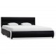 Sonata Рамка за легло с LED, черна, изкуствена кожа, 140x200 cм
