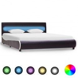 Sonata Рамка за легло с LED, черна, изкуствена кожа, 160x200 cм - Тапицирани легла