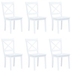 Sonata Трапезни столове, 6 бр, бели, масивна каучукова дървесина - Трапезни столове