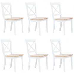 Sonata Трапезни столове, 6 бр, бяло и светло дърво, каучук масив - Трапезни столове