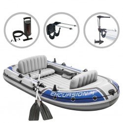 Intex Надуваем комплект лодка Excursion 4 с двигател и скоба - Сравняване на продукти