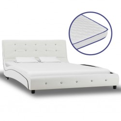 Sonata Легло с матрак от мемори пяна, бяло, изкуствена кожа, 120x200 см - Спалня