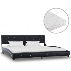 Sonata Легло с матрак, черно, изкуствена кожа, 180x200 см - Спалня