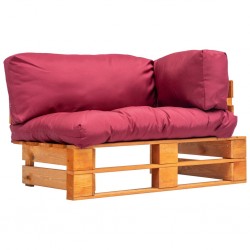 Sonata Градински диван от палети с червени възглавници, борово дърво - Sonata H