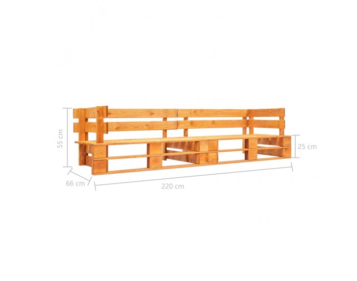 Sonata Градински 2-местен диван от палети, меденокафяв, дърво