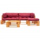 Sonata Градински мебели от палети, 4 части, червени възглавници, дърво