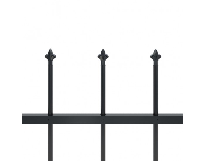 Sonata Градинска ограда с пики, стомана, 5,1x0,6 м, черна