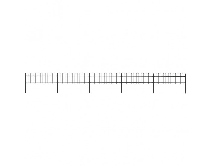 Sonata Градинска ограда с пики, стомана, 8,5x0,6 м, черна