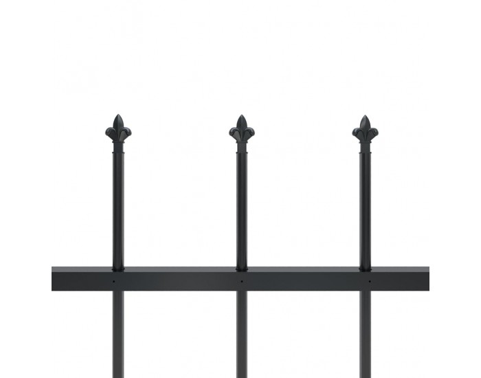 Sonata Градинска ограда с пики, стомана, 15,3x0,6 м, черна