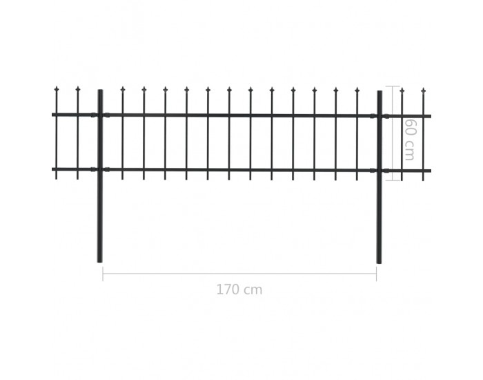 Sonata Градинска ограда с пики, стомана, 15,3x0,6 м, черна