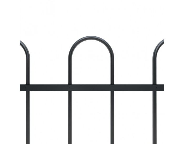 Sonata Градинска ограда с извити върхове, стомана, 5,1x0,8 м, черна