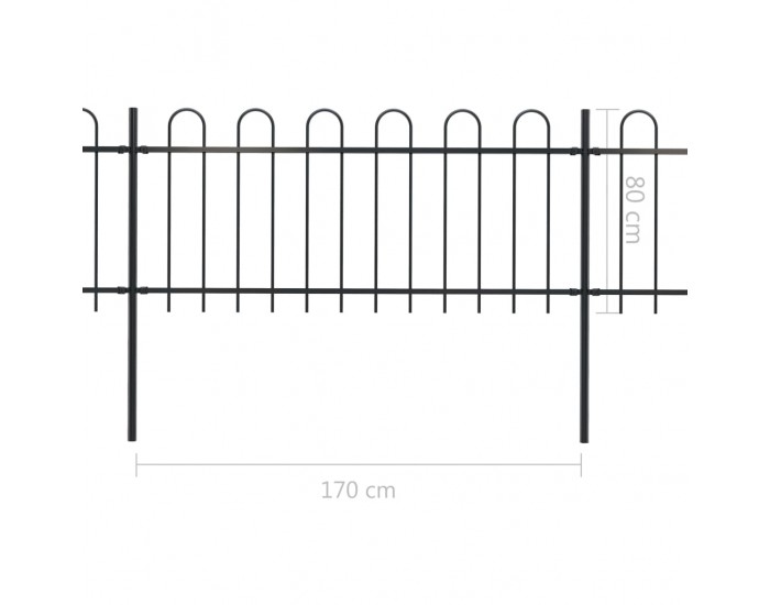 Sonata Градинска ограда с извити върхове, стомана, 5,1x0,8 м, черна