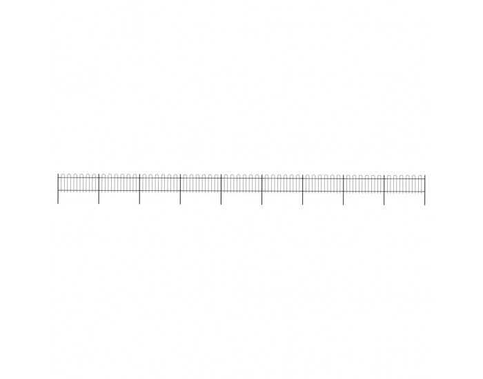 Sonata Градинска ограда с извити върхове, стомана, 15,3x0,8 м, черна