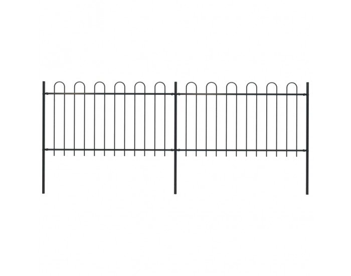 Sonata Градинска ограда с извити върхове, стомана, 3,4x1 м, черна