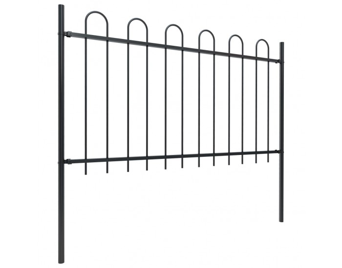Sonata Градинска ограда с извити върхове, стомана, 10,2x1 м, черна
