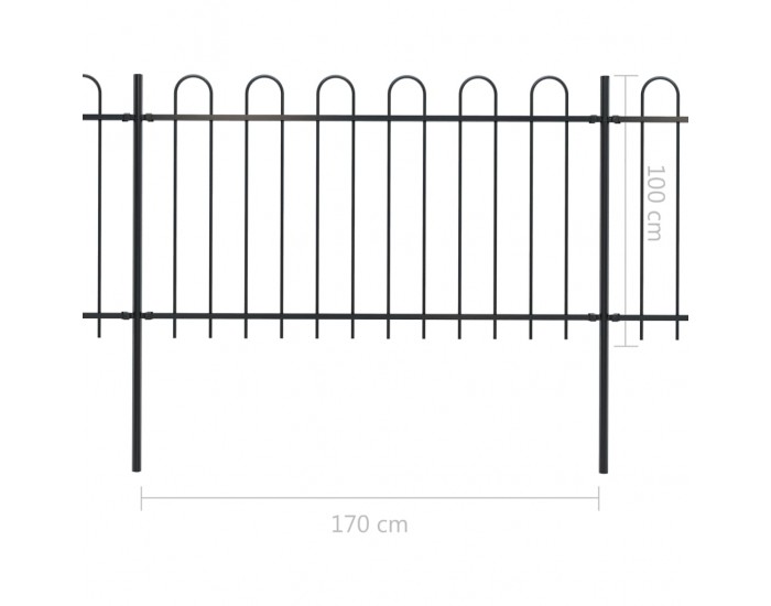 Sonata Градинска ограда с извити върхове, стомана, 10,2x1 м, черна