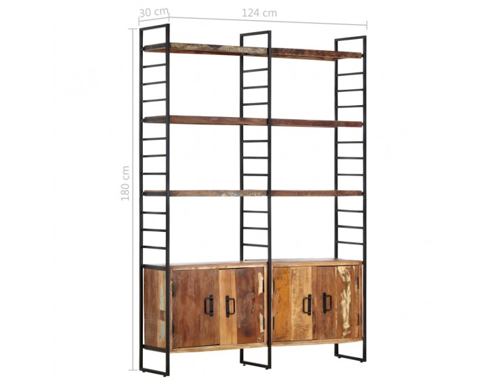 Sonata Библиотека с 4 нива 124x30x180 см регенерирана дървесина масив