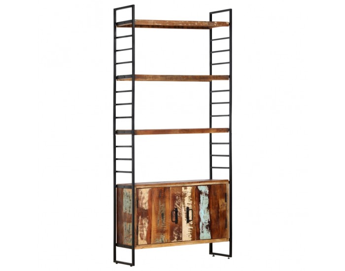 Sonata Библиотека с 4 нива, 80x30x180 см, регенерирана дървесина масив