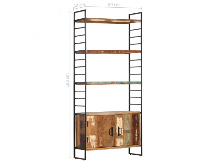 Sonata Библиотека с 4 нива, 80x30x180 см, регенерирана дървесина масив