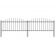 Sonata Градинска ограда с пики, стомана, (0,5-0,75)x3,4 м, черна