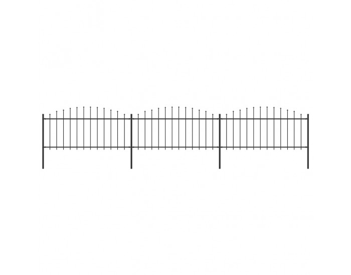 Sonata Градинска ограда с пики, стомана, (0,5-0,75)x5,1 м, черна