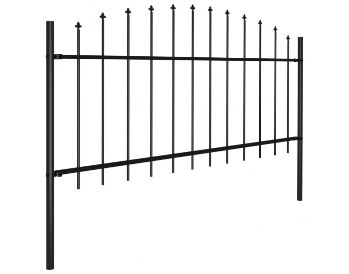 Sonata Градинска ограда с пики, стомана, (0,5-0,75)x5,1 м, черна