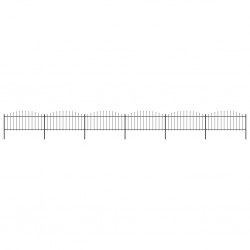 Sonata Градинска ограда с пики, стомана, (0,5-0,75)x10,2 м, черна - Огради