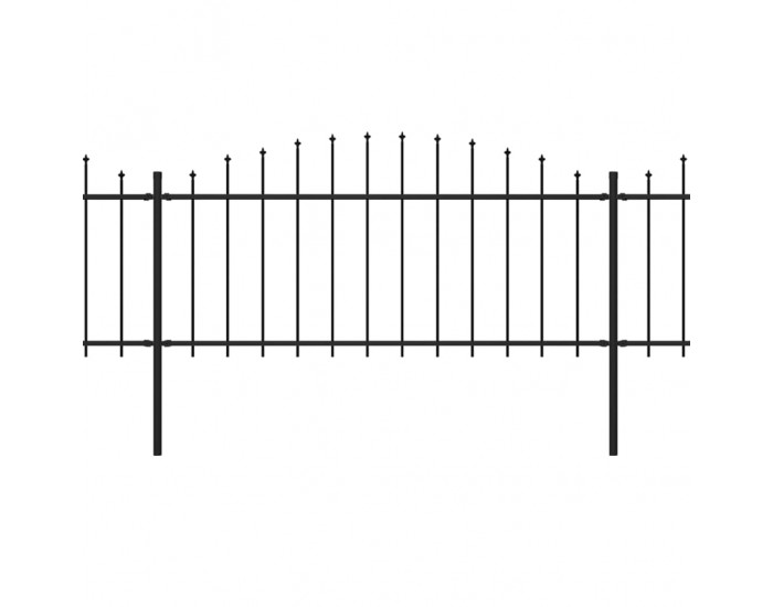 Sonata Градинска ограда с пики, стомана, (0,5-0,75)x11,9 м, черна
