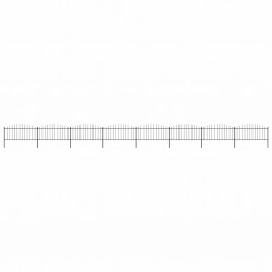 Sonata Градинска ограда с пики, стомана, (0,5-0,75)x13,6 м, черна - Огради